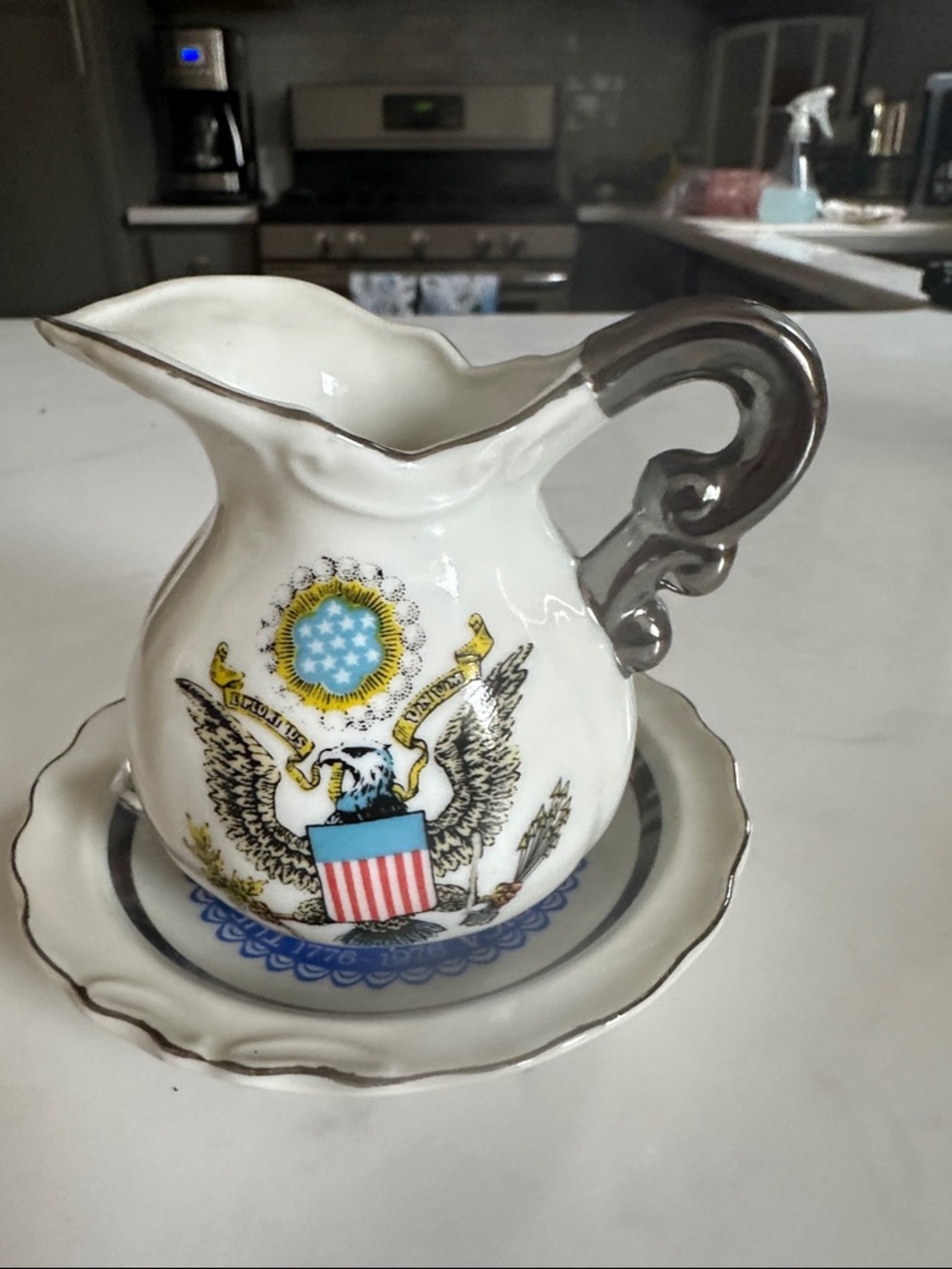 Vintage Lego, Japan, miniature Bicentennial pitcher